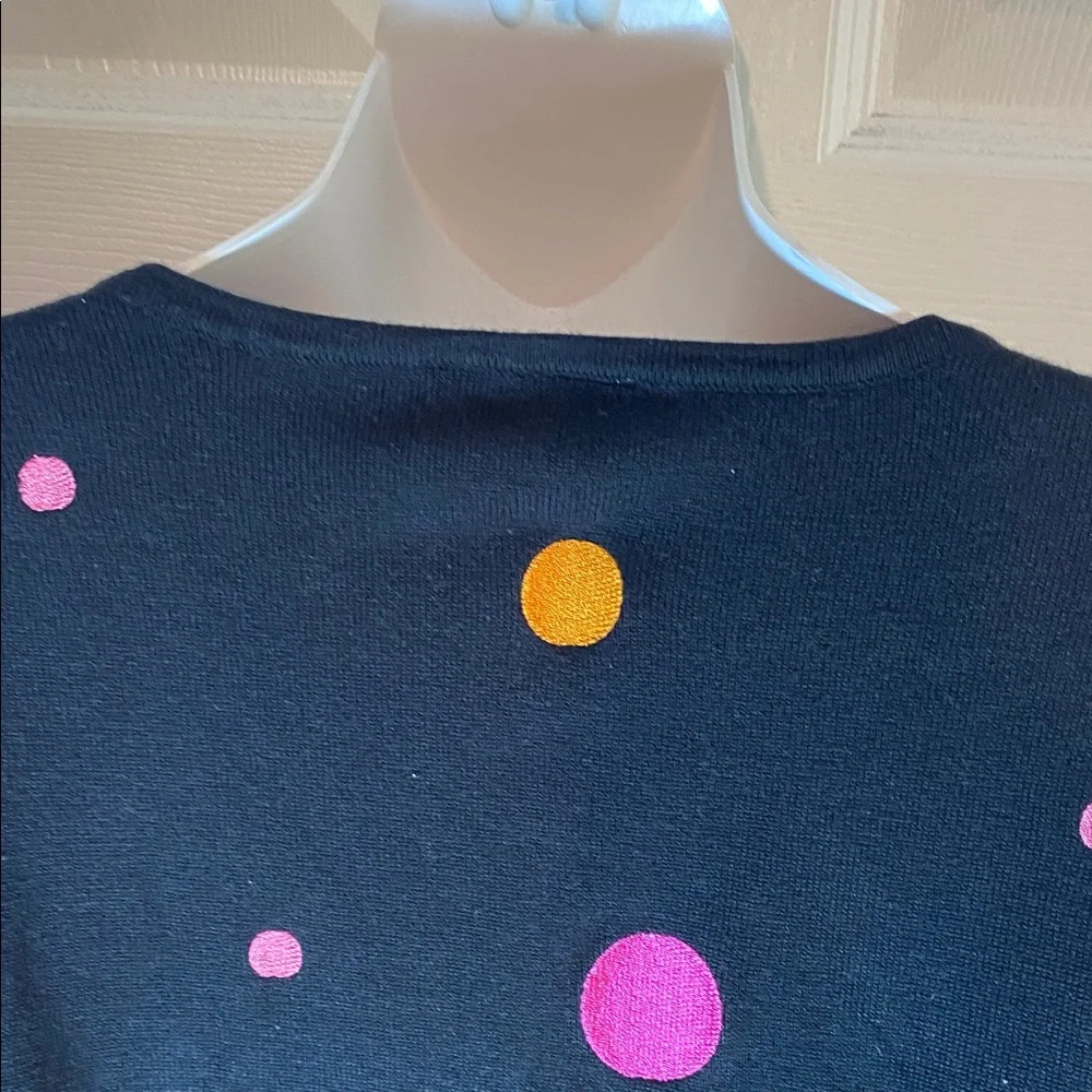Whimsy V-Neck Sweater with Pink and Orange Dots Plus Size 2X